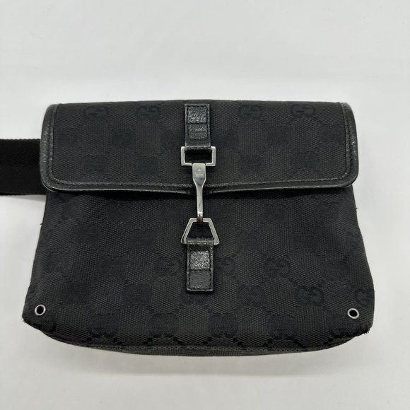 Gucci 92543 GG Canvas Waist Pouch Body Bag Black for Men and Women - Picture 1 of 10